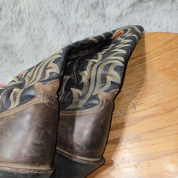 Vintage Tony Lama Mens 13D Buckaroo Leather Western Tall Shaft Embroidered Boots - Picture 9 of 16